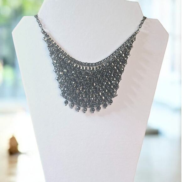 Beaded Antique Metal Collar Necklace - Picture 1 of 4